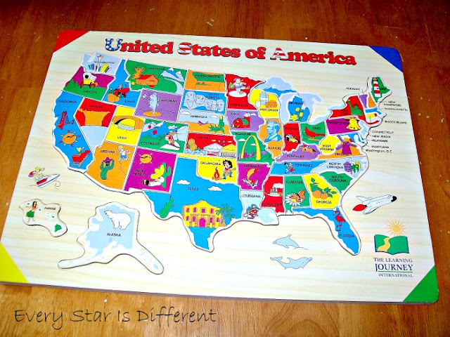 Wooden Puzzle Map of the USA