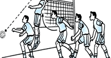 Image of a backhand smash in volleyball