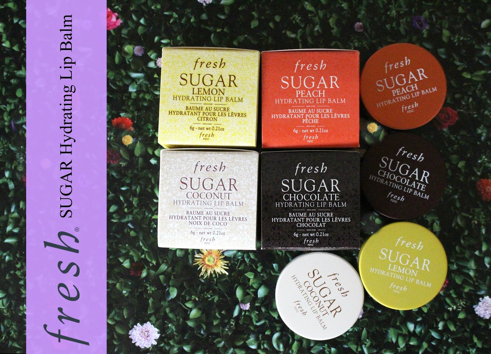 Fresh Sugar Hydrating Lip Balms in Coconut, Lemon, Peach & Chocolate
