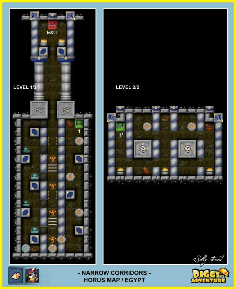 Diggy's Adventure Walkthrough: Horus Egypt Quests / Narrow Corridors - Levels 1 and 2