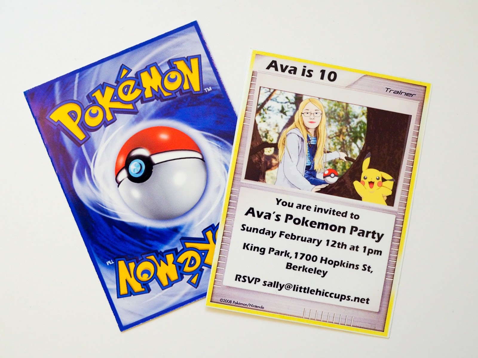 8 Pokémon invitations - Pokémon theme birthday party