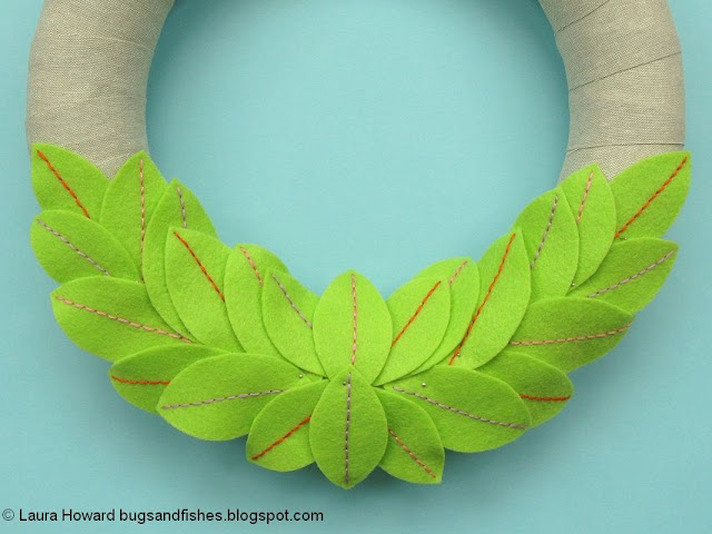 DIY April Felt Flowers Spring Wreath Tutorial add the felt flowers to the wreath