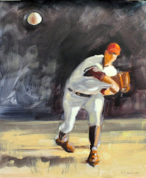 oil baseball painting fastball kenney mencher demonstration another short masonite x8 panel theme