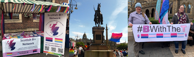 Montage of photographs of Scottish Bi Plus Network at pride events