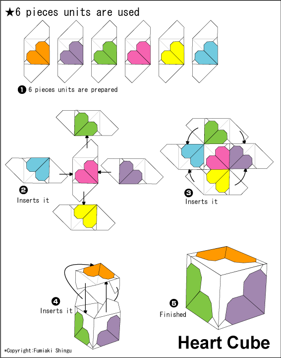 Origami Heart Cube2 instruction Easy Origami instructions For Kids