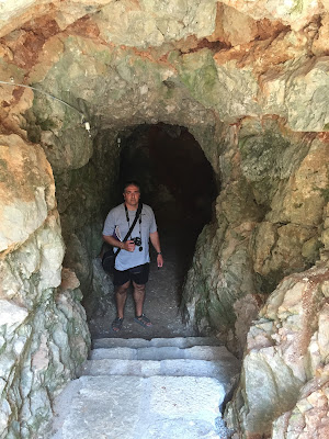 A photo of me in the the shelter where the friars were burned.