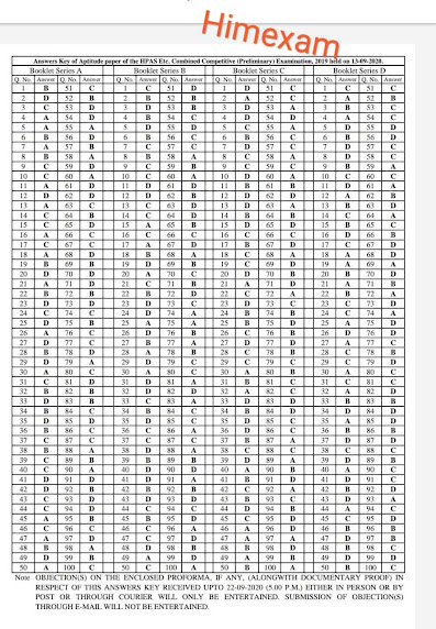 HPAS OFFICIAL ANSWER KEY 2020