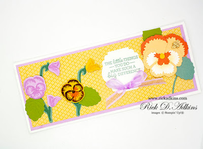 Learn about my Pansy Patch Slimline Card that I am showcasing today on my blog and the products used to make it.  Click here