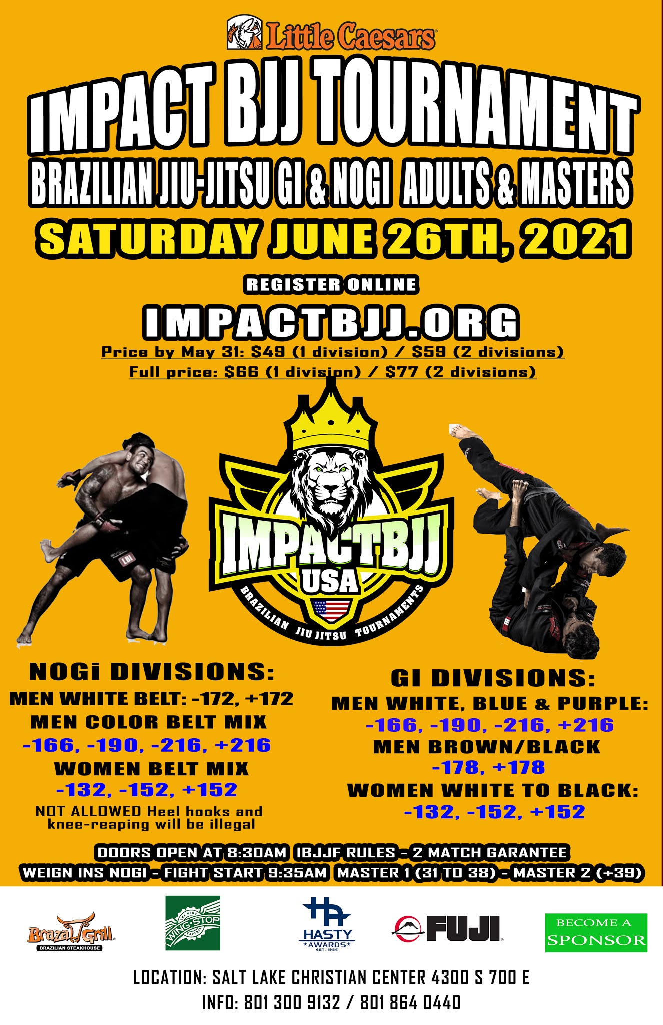 IMPACT BJJ TOURNAMENTS ADULTS & MASTERS NEW DATE
