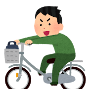 荷台に乗って自転車を運転する人のイラスト