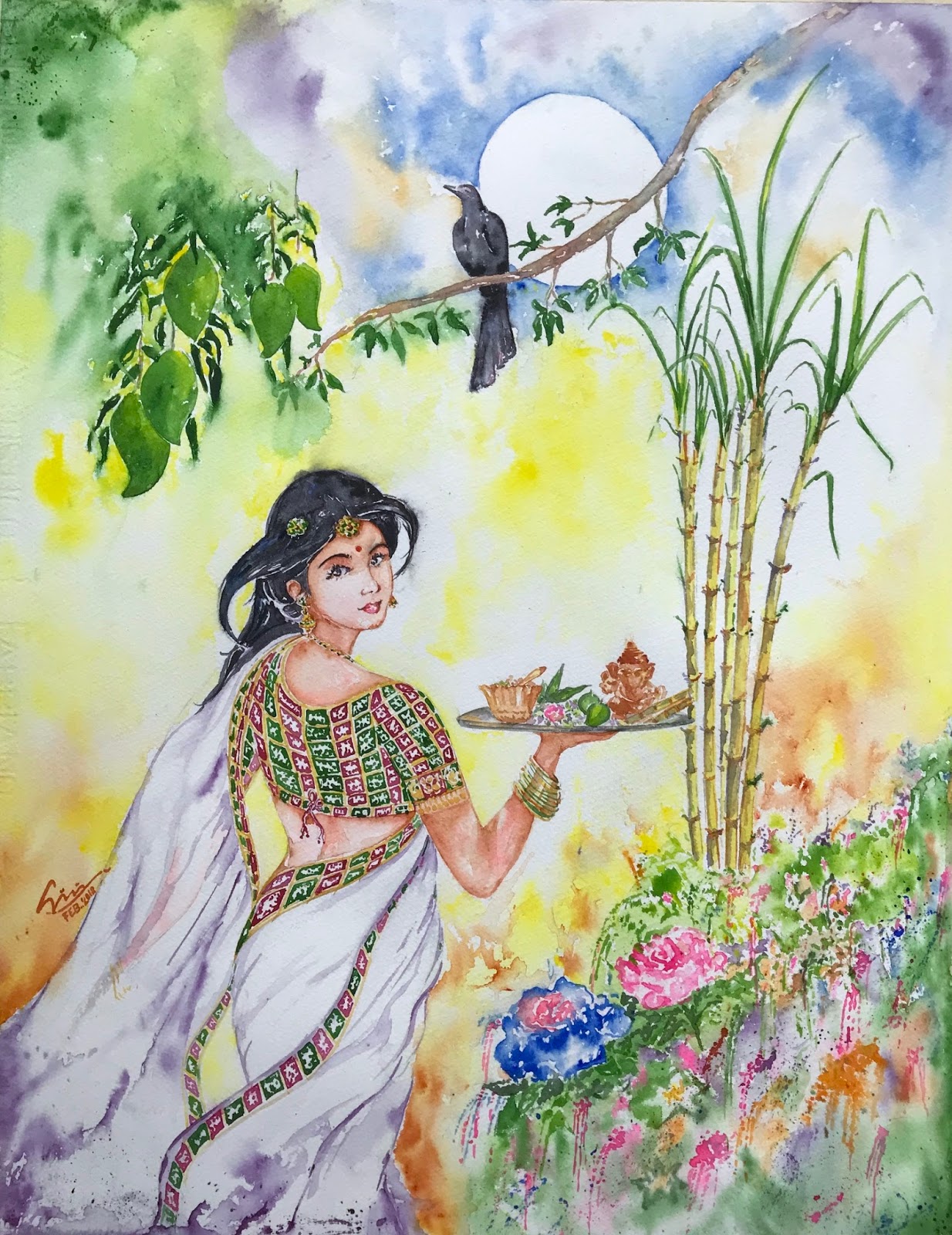 Image of Drawing Or Sketch Of Happy Ugadi Or Gudi Padwa Festival Outline  Illustration Of Kalash, Neem, Mango, Leaves, Coconut With Decoration  Outline Editable Illustration-UR650260-Picxy
