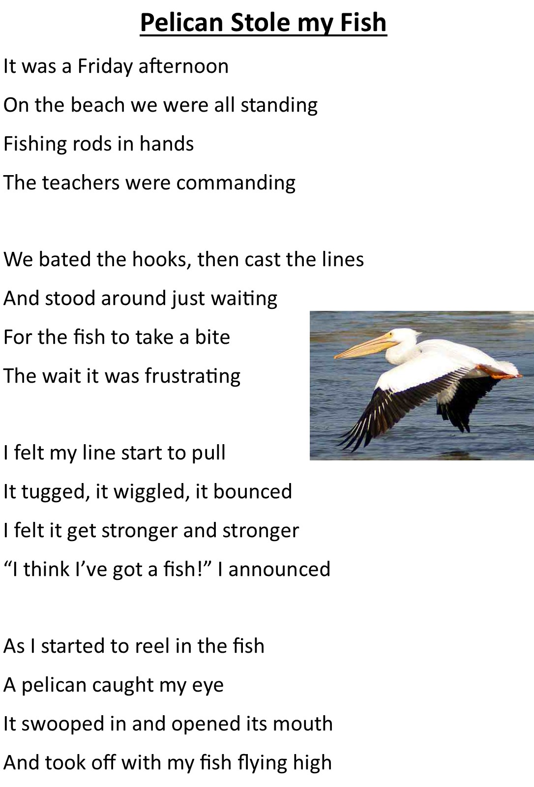 Ben's Thoughts from School fishing story