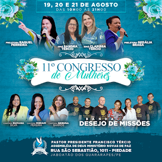 Cartaz banner Congresso de Mulheres Assembleia de Deus festividade Mulheres de Deus