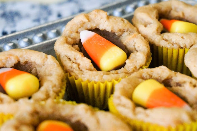 Easy Candy Corn Peanut Butter Cup Cookies