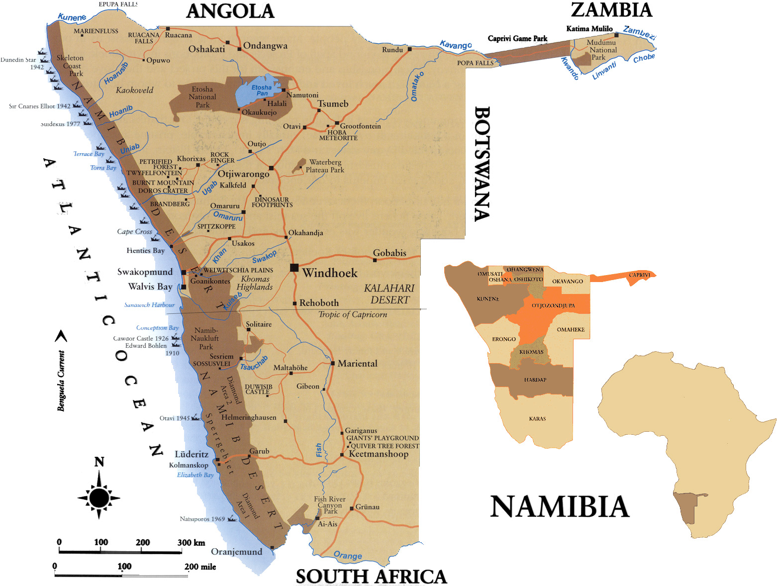 NAMIBIA MAPPE DI NAMIBIA