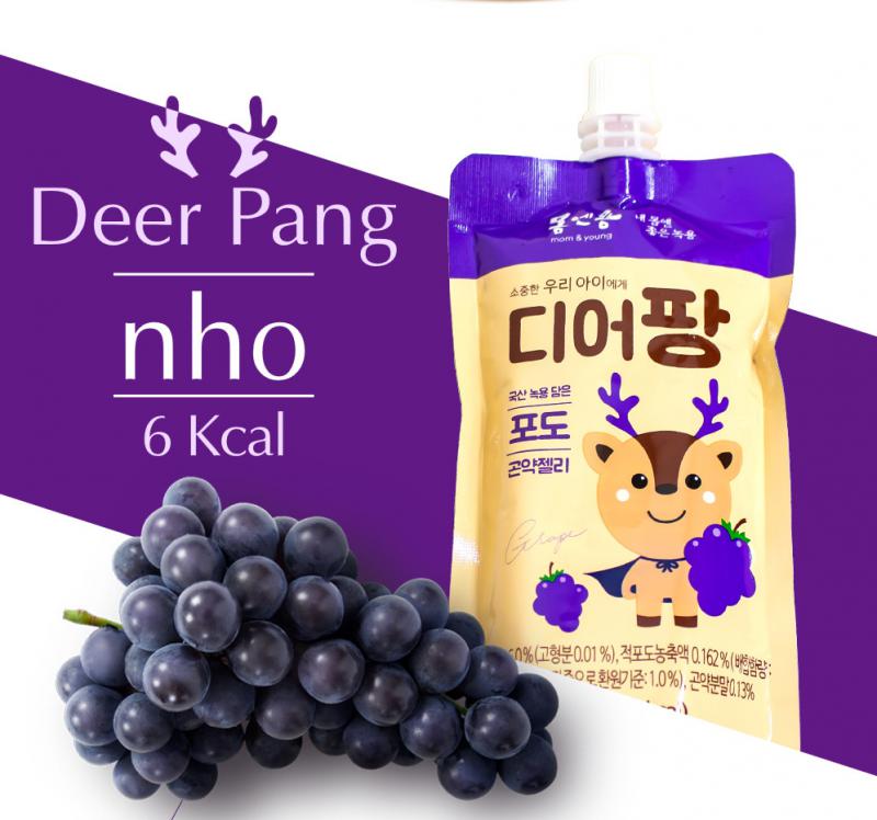 [Combo 5 Túi] - Vị Nho -Thạch Hoa Quả Nhung Hươu Deer Pang Hàn Quốc (120ml/Túi)