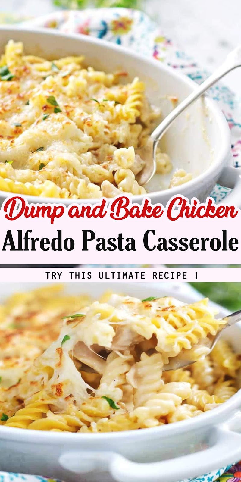 DUMP AND BAKE CHICKEN ALFREDO PASTA CASSEROLE 3 SECONDS