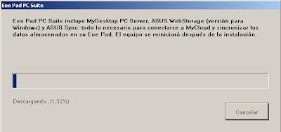 Imagen de la instalación de eeepad pc suite en Windows XP