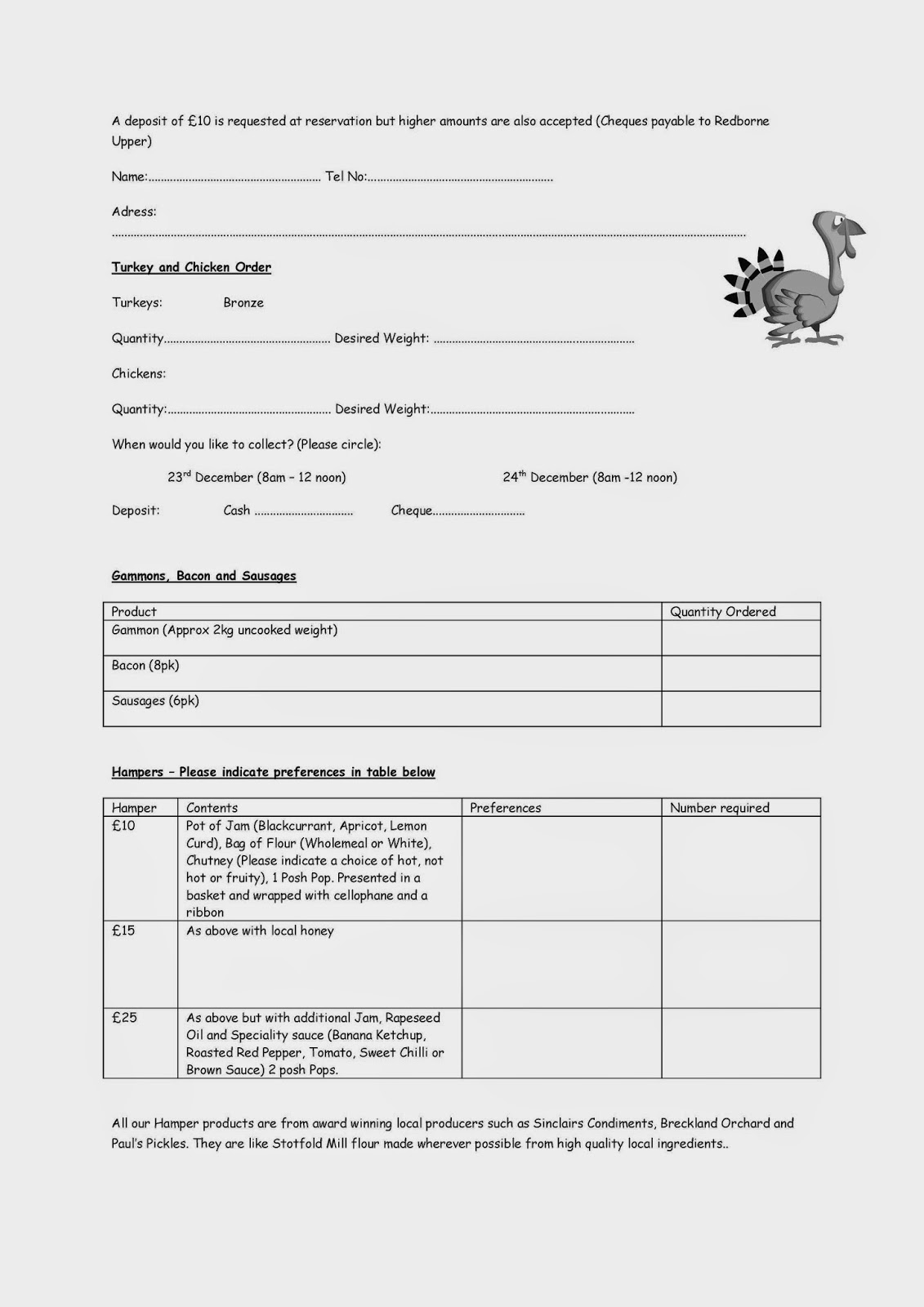 Turkey Order.pdf Redborne School Farm: Turkey Orders