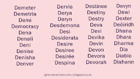 Names For Girls That Start With D