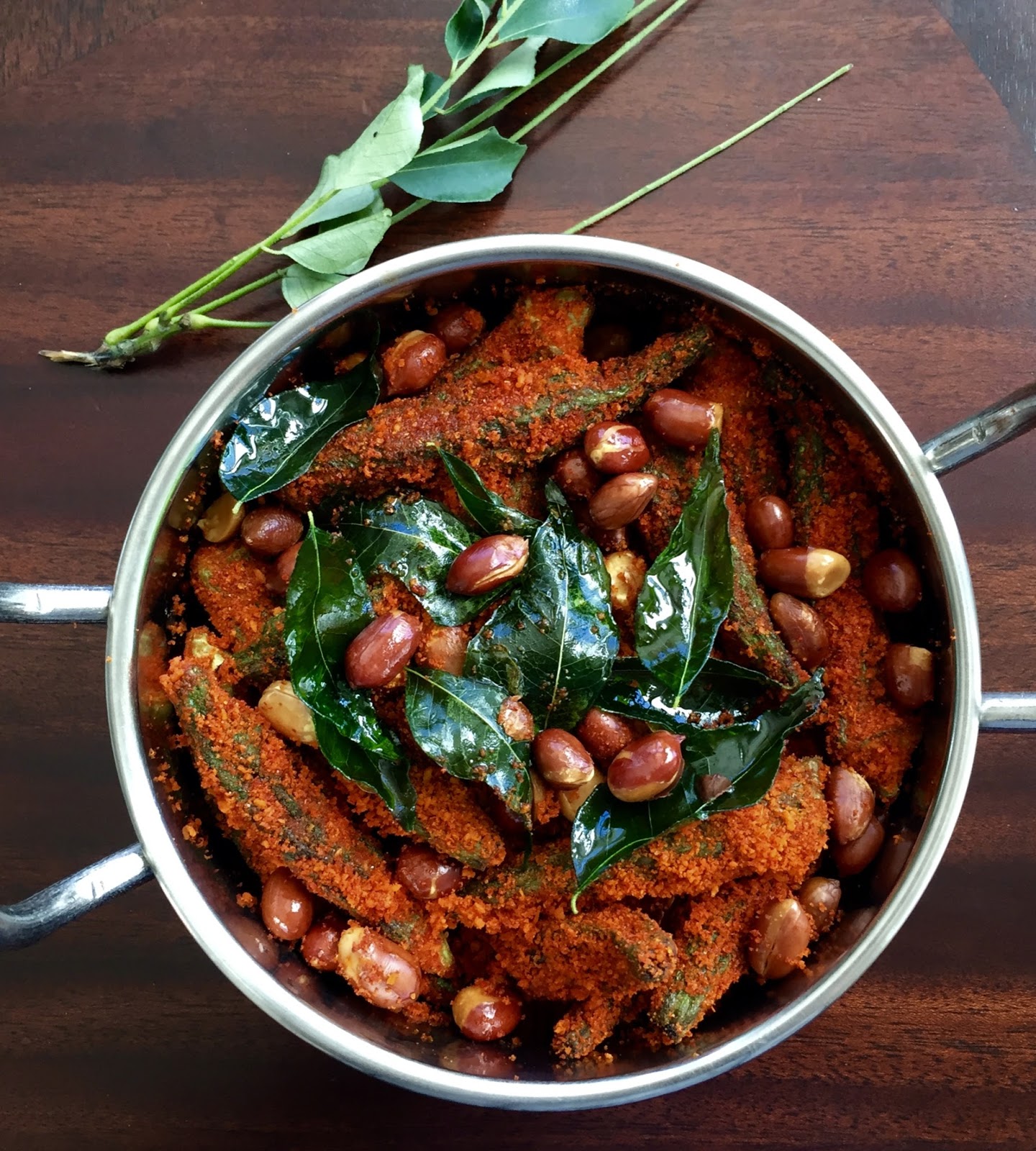 Okra Fry (Bhendi Fry) Using Coconut spice powder (Kobbari Karam) For