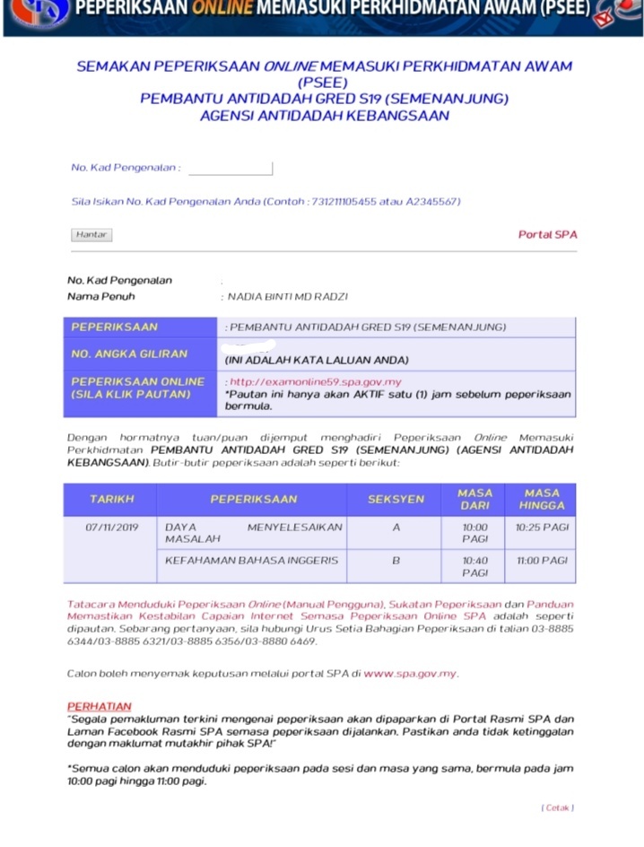 Semakan keputusan spa9