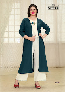 Mittoo Shagun kurti, Shrug and palazzo 3 piece Concept