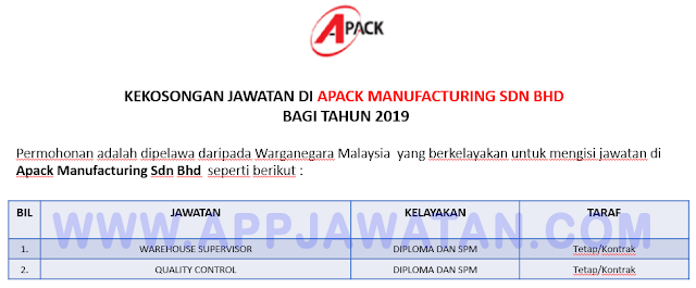 Apack Manufacturing Sdn Bhd.