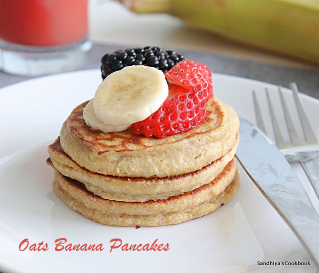 Sandhiya's Cookbook Oats Banana Pancakes Healthy Pancakes