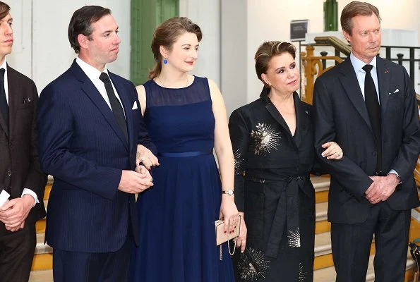 Maria Teresa, Duke Guillaume, Duchess Stephanie and Prince Louis, Princess Stephanie wore Hobbs Abigale dress
