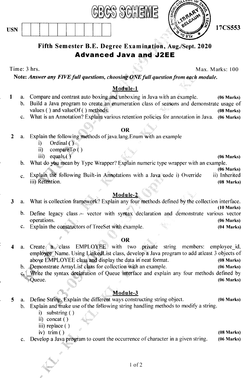 Visvesvaraya Technological University B.E. COMPUTER SCIENCE (CBCS ...