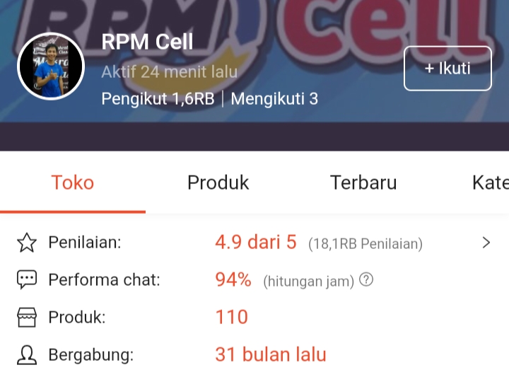 RPM Cell Supplier Shopee Terbaik Kategori Handphone dan Aksesoris