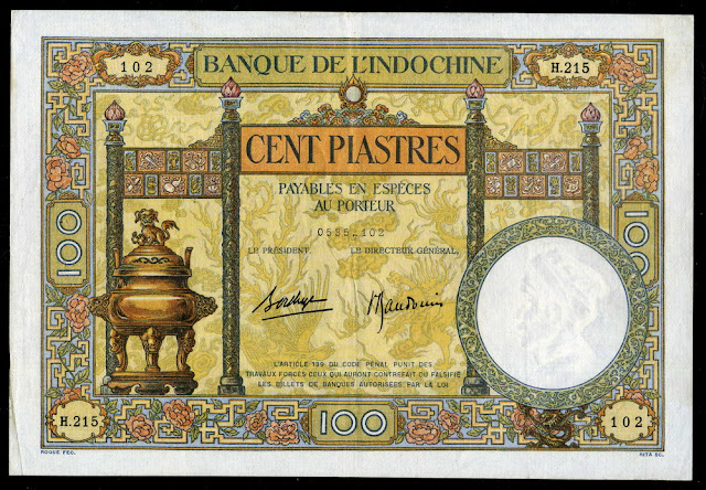 French Indochina $ 100 Indochinese piastres piastre currency banknote