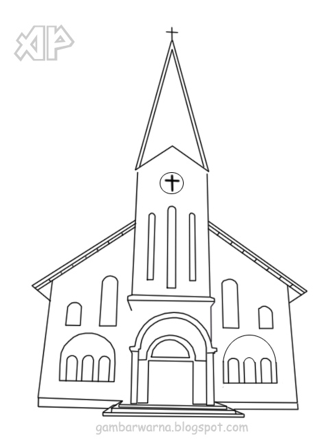  Mewarnai  Gambar Gereja 