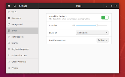 Ubuntu dock settings