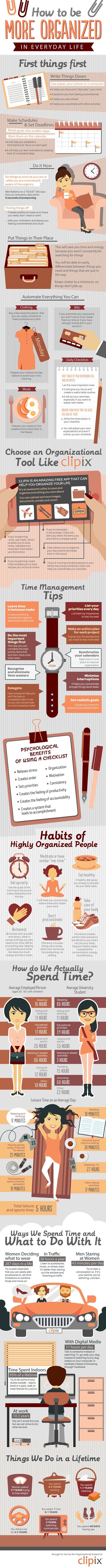 How To Be More Organized In Everyday Life Infographic