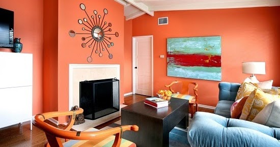 Paredes de sala en color naranja - Colores en Casa