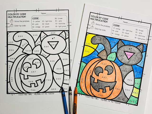 Halloween multiplication color-by-number