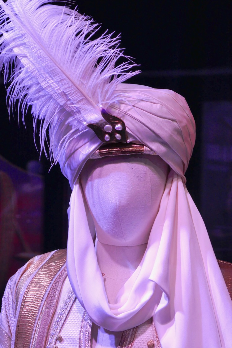 Mena Massoud's Prince Ali costume from Aladdin on display. 
