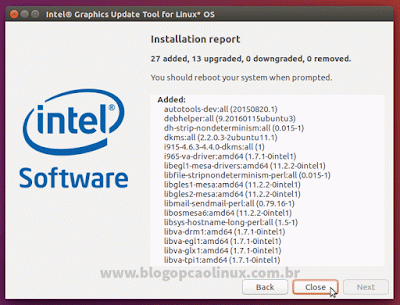Relatório das mudanças feitas no sistema pelo Intel Graphics Update Tool
