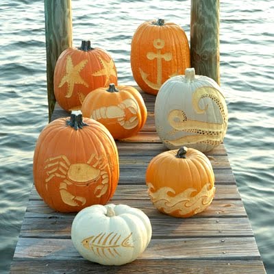 Coastal Pumpkin Carving Ideas & Free Templates -Carved Pumpkins with a ...