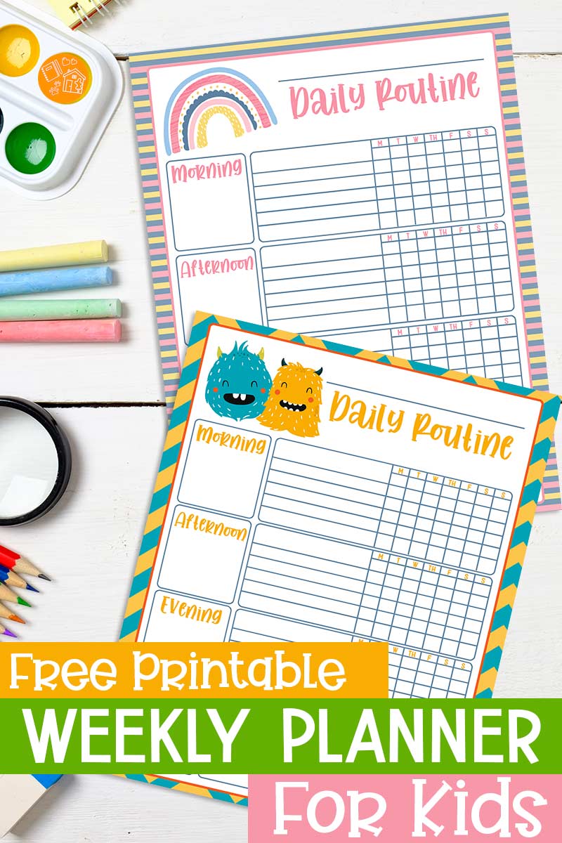 Free Printable Weekly Planner for Kids with Two Fun Designs Sunny Day