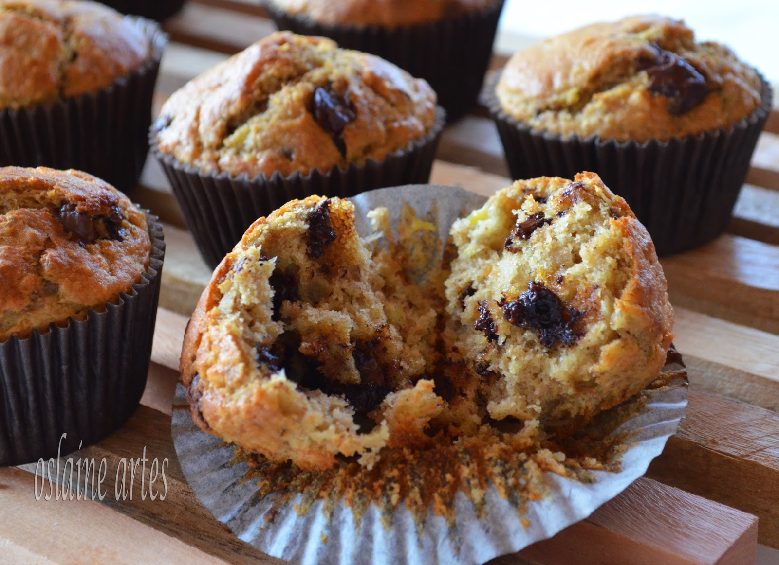 Muffins de Banana e Chocolate Caramelo e Sal
