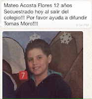 Mateo Acosta Flores fue secuestrado a la salida del colegio Tomás Moro estudiante del tomas moro secuestrado