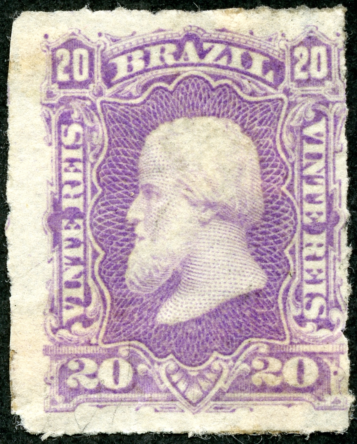 BRASIL BRAZIL YEAR 1854 Number 30 Imperforated Scott 38 Used VF