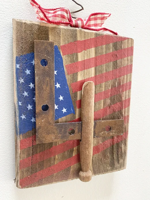 junky 4 on a scrap wood American flag