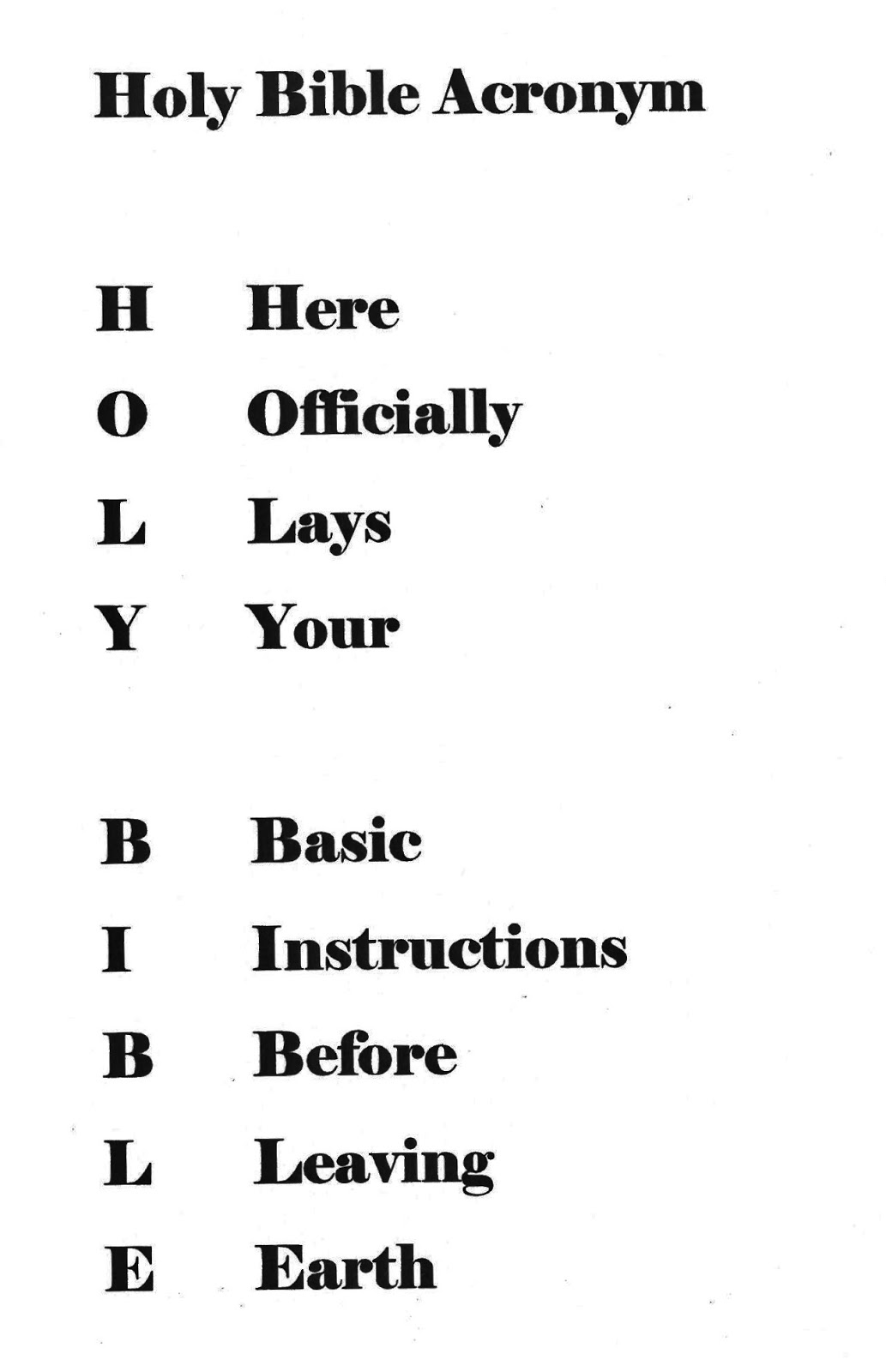 Eastridge Daily Devotion Holy Bible Acronym