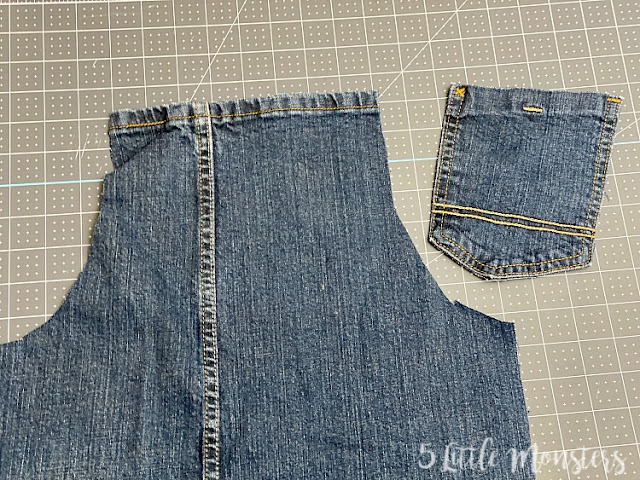 cutting jeans for apron
