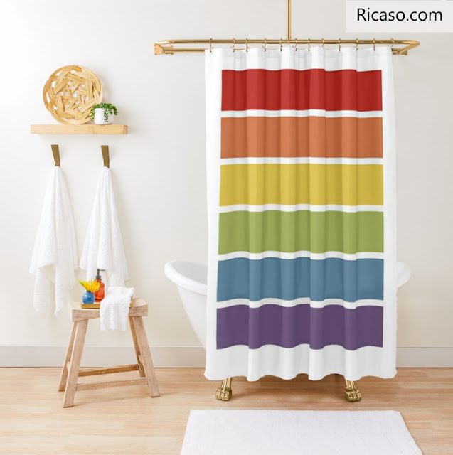 Ricaso Retro Muted Rainbow Color Shower Curtains