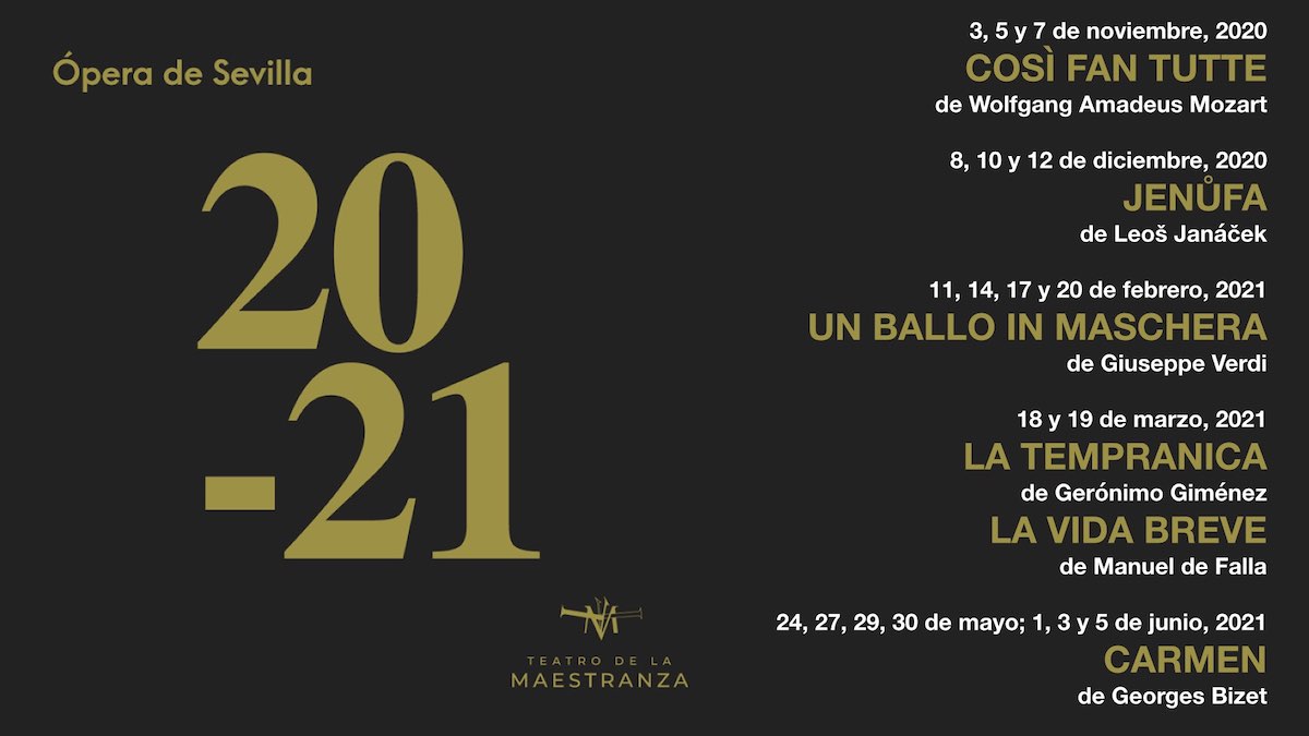El Teatro de la Maestranza programa 'Così fan tutte' y otras cinco obras en 20202021 Diario